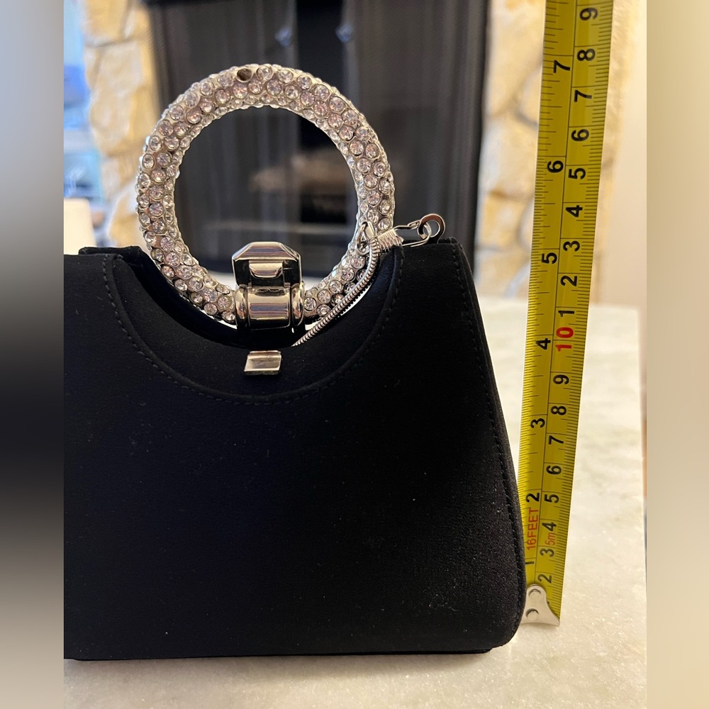 Stuart Weitzman Black Mini Evening Bag with Silver Accents - Picture 7 of 9
